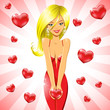 beautiful young blonde holding a heart