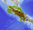 Costa Rica, shaded relief map, colored for elevation. Costa Rica, shaded relief map, colored for elevation.