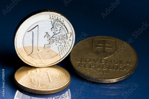 Photo: Euro with old Slovak koruna Euro with old Slovak koruna