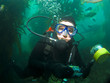 Close Up Diver in the Catalina Kelp