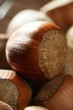 Delicious hazelnuts, macro detail, warm golden light
