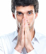Closeup portrait of a pensive young businessperson