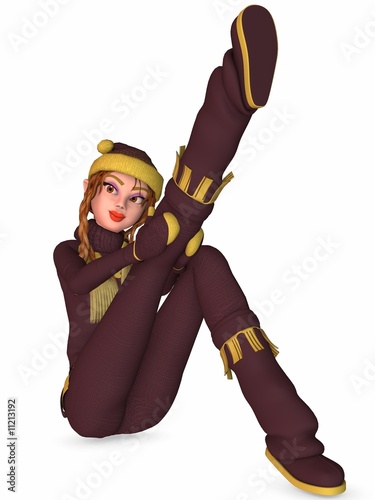 Illustration: Toon Girl mit Winterkleidung Toon Girl mit Winterkleidung