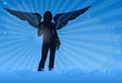 beautiful angel with wings on cloud