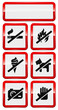 set of icons forbidding smoking, fire, dog etc.