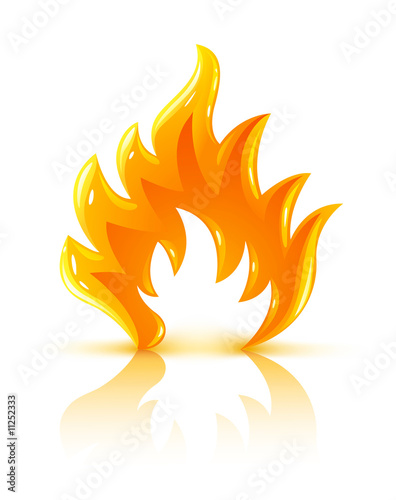 glossy burning fire flame icon