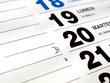 Detail of a monthly calendar page sheet