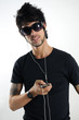 Cool man listening music