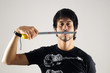 Man measuring his face
