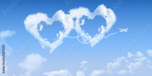 Illustration: duo coeurs nuages duo coeurs nuages