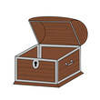 Illustration: Empty Open Chest - Isolated On White Empty Open Chest - Isolated On White
