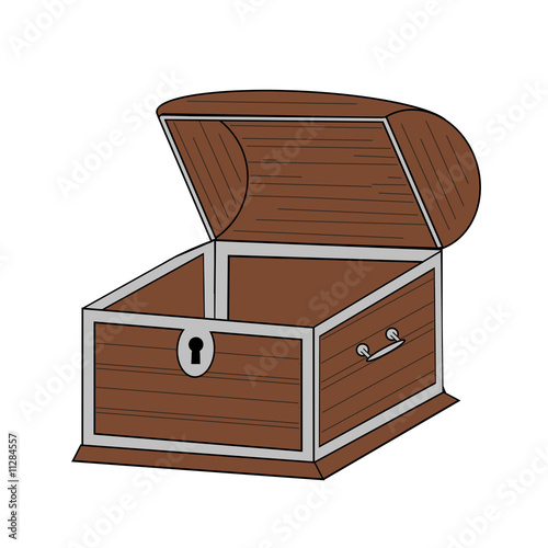 Illustration: Empty Open Chest - Isolated On White Empty Open Chest - Isolated On White