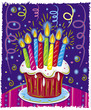 Birthday cake with candles. Vector Illustration