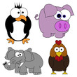 Cartoon Animal Set Of 4 Page - Isolated On White