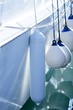 Boat fender details on mediterranean marina