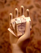 Ceramic hand with money