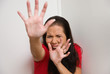 anxious woman symbol of violence in the family