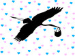 Stork delivering baby postcard