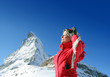Woman skiing over Matterhorn