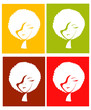 afro girl in four different color