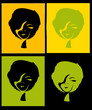 afro girl in four different color