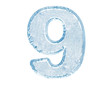 Ice font. Number nine.With clipping path.