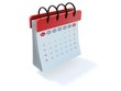 Red calendar icon isolated on white