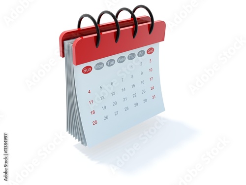 calendar icon. Red calendar icon isolated on