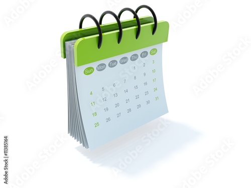 calendar icon image. Green calendar icon isolated