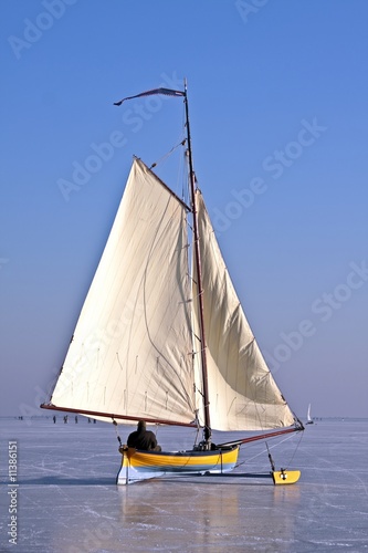 Photo: Ice sailing on the Gouwzee in the Netherlands Ice sailing on the Gouwzee in the Netherlands