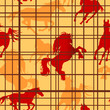 Seamless pattern with horses silhouettes and cells