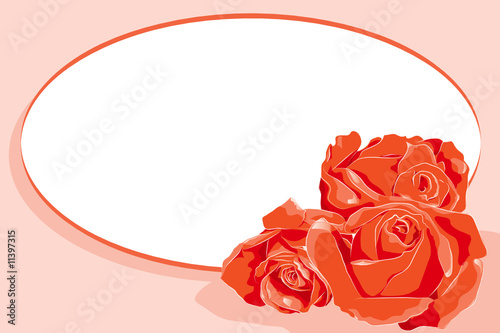Valentine Card with red roses and message frame