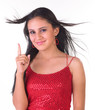 Indian teenage girl showing one finger