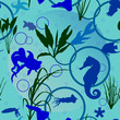 Seamless pattern with fish and sea animals