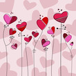 heart style flowers vector