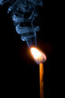 match burning with smoke isolated