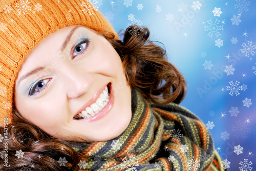 Photo: Happy teen in winter concept Happy teen in winter concept