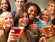Portrait of joyful young people saying cheers Portrait of joyful young people saying cheers