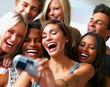 Joyful group of young people taking self portrait Joyful group of young people taking self portrait
