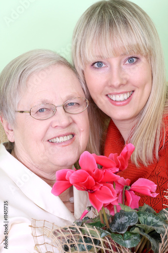 Photo: Photo of old lady with young woman Photo of old lady with young woman