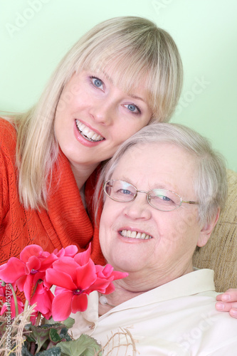 Photo: Photo of old lady with young woman Photo of old lady with young woman