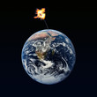 Lighted dynamite fuse attached to globe