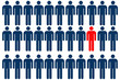 Unique person symbol among group of people symbols