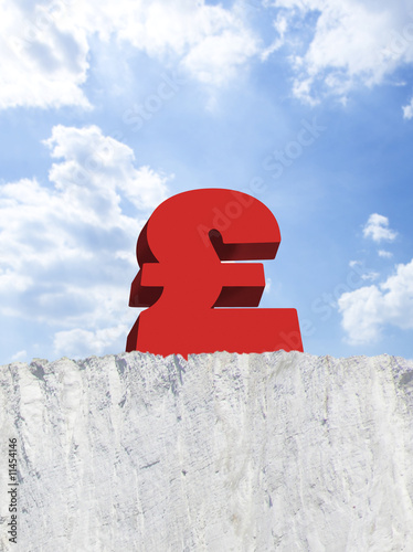Photo: British pound on edge of cliff British pound on edge of cliff