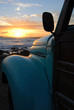 Beach dusk with classic van