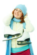 cheerful young woman goes ice-skating