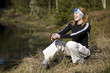 Active woman having rest