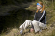 Active woman having rest