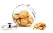Homemade cookies in glass jar on white Homemade cookies in glass jar on white
