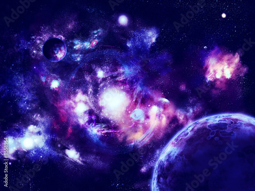 Illustration: Planets near fog Planets near fog